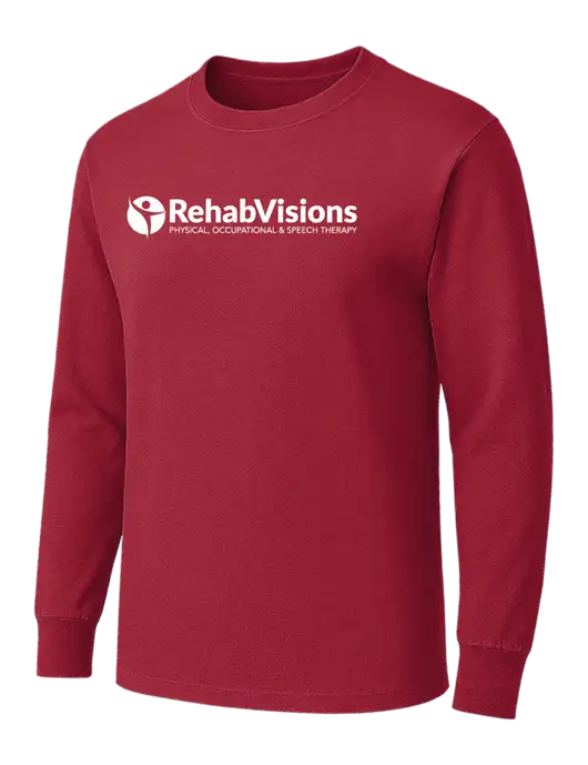 Red Heavyweight Long Sleeve 6.1 oz T-Shirt w/RehabVisions POST Logo