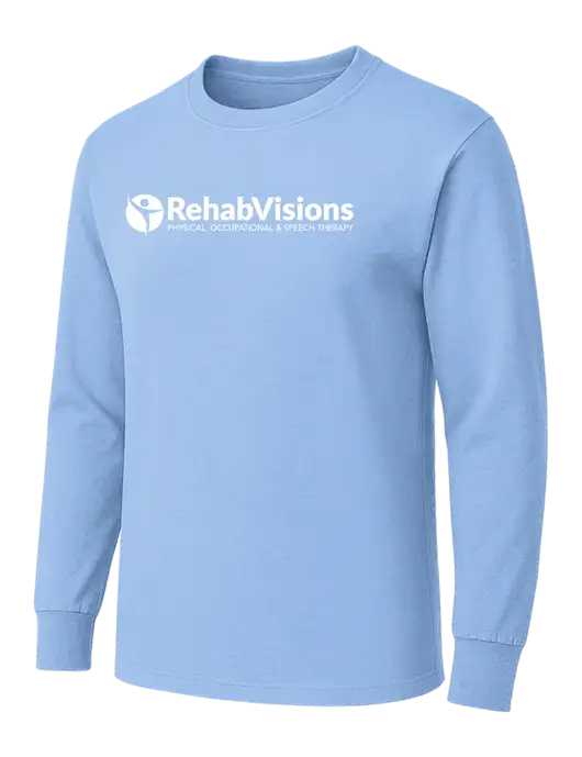 Light Blue Heavyweight Long Sleeve 6.1 oz T-Shirt w/RehabVisions POST Logo