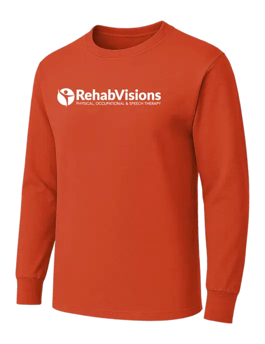Orange Heavyweight Long Sleeve 6.1 oz T-Shirt w/RehabVisions POST Logo