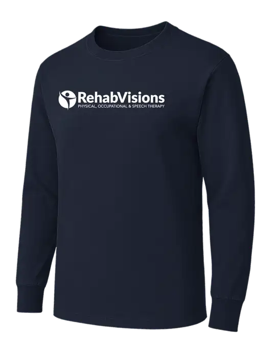 Dark Navy Heavyweight Long Sleeve 6.1 oz T-Shirt w/RehabVisions POST Logo