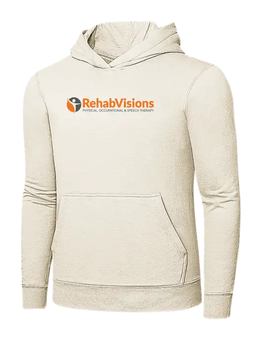 Very Light Tan 7.8 oz Ring Spun Hooded Sweatshirt w/RehabVisions POST Logo