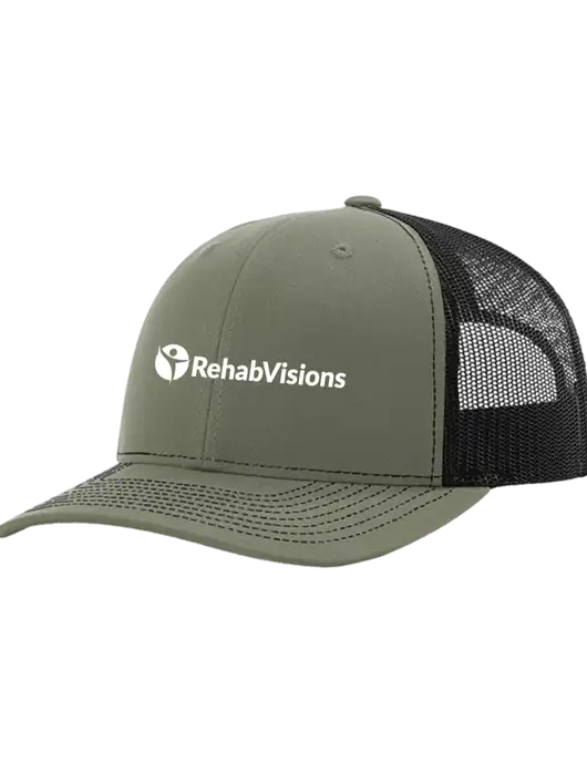 Richardson Adjustable Snapback Original 112 Trucker Cap Medium Olive w/Black Mesh w/RehabVisions POST Logo