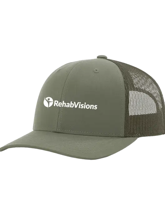 Richardson Adjustable Snapback Original 112 Trucker Cap Medium Olive w/Medium Olive Mesh w/RehabVisions POST Logo