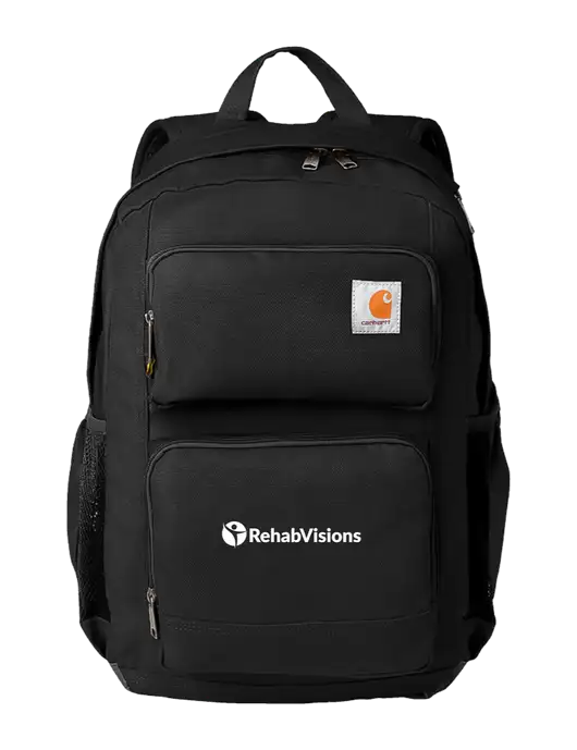 Carhartt 28L Foundry Series Dual-Compartment Black Backpack w/RehabVisions POST Logo