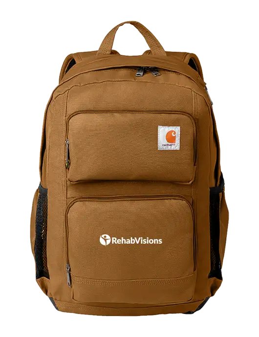 Carhartt 28L Foundry Series Dual-Compartment Light Brown Backpack w/RehabVisions POST Logo