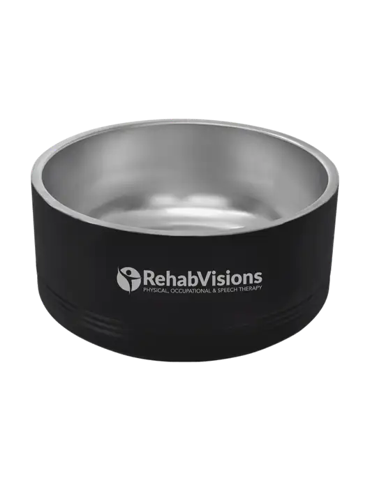 Polar Camel 64 oz. Large Black Pet Bowl w/RehabVisions POST Logo