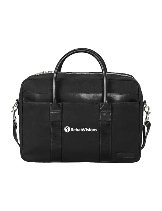 Brooks Brothers Wells Black Briefcase w/RehabVisions POST Logo