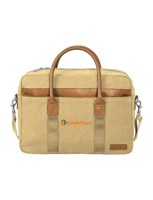 Brooks Brothers Wells Dark Tan Briefcase w/RehabVisions POST Logo