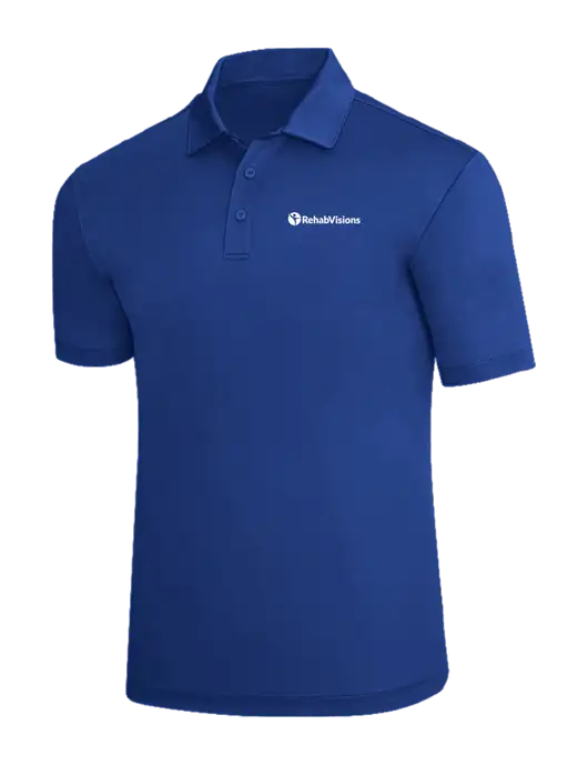 Dark Royal Silk Touch Polo w/RehabVisions POST Logo