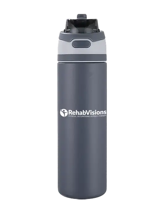 Medium Dark Grey Sip or Flip 24oz Vacuum Insulated Stainless Steel Bottle  w/RehabVisions POST Logo
