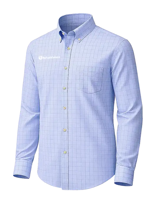Brooks Brothers Wrinkle-Free Stretch Light Blue Patterned Shirt w/RehabVisions POST Logo