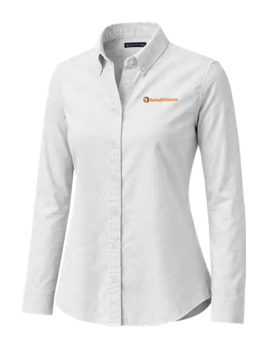 Brooks Brothers Womens Casual White Oxford Cloth Shirt w/RehabVisions POST Logo