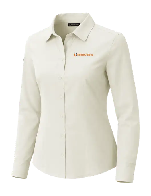Brooks Brothers Womens Full-Button Ivory Satin Blouse w/RehabVisions POST Logo