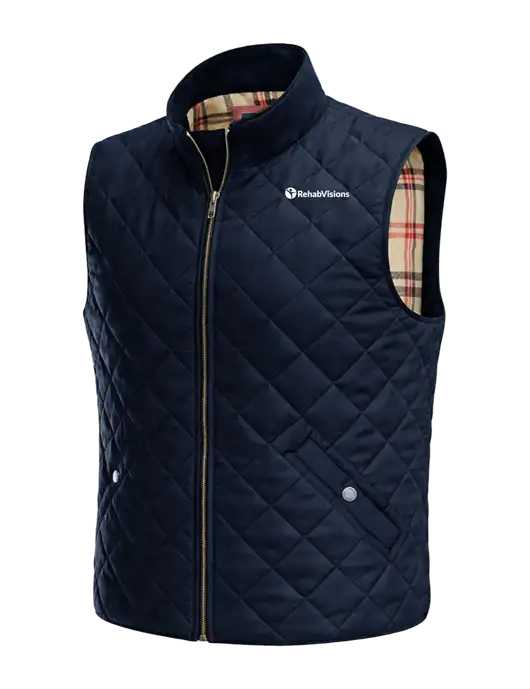 Brooks Brothers Navy Quilted Vest w/RehabVisions POST Logo