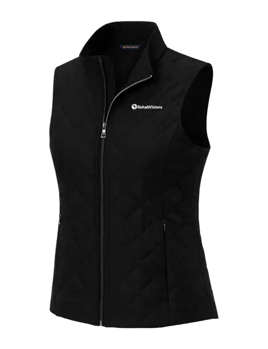 Brooks Brothers Womens Black Quilted Vest w/RehabVisions POST Logo