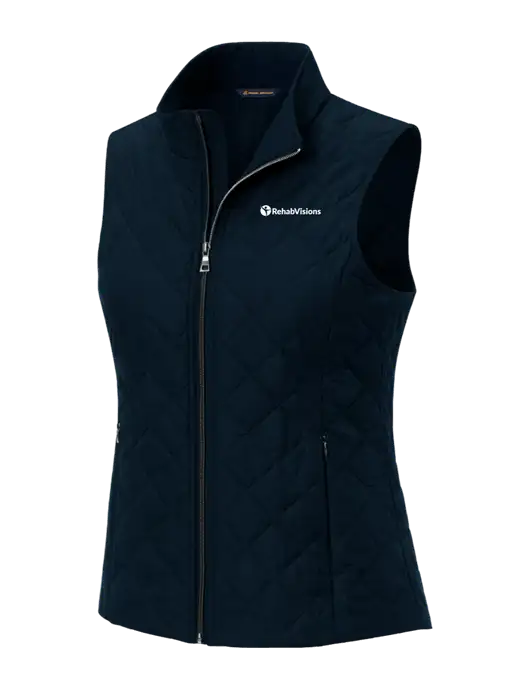 Brooks Brothers Womens Navy Quilted Vest w/RehabVisions POST Logo