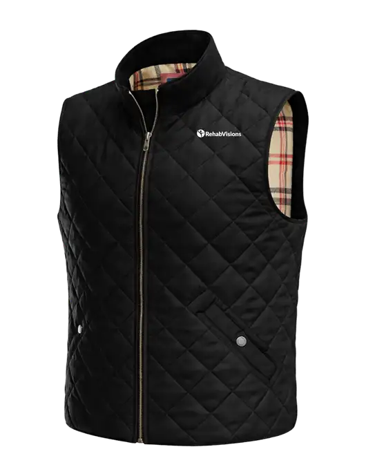 Brooks Brothers Black Quilted Vest w/RehabVisions POST Logo
