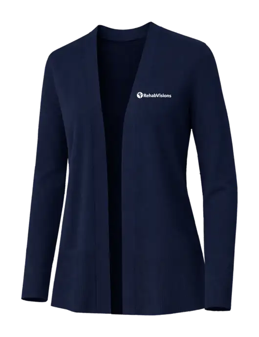 Brooks Brothers Womens Cotton Stretch Long Navy Cardigan Sweater w/RehabVisions POST Logo