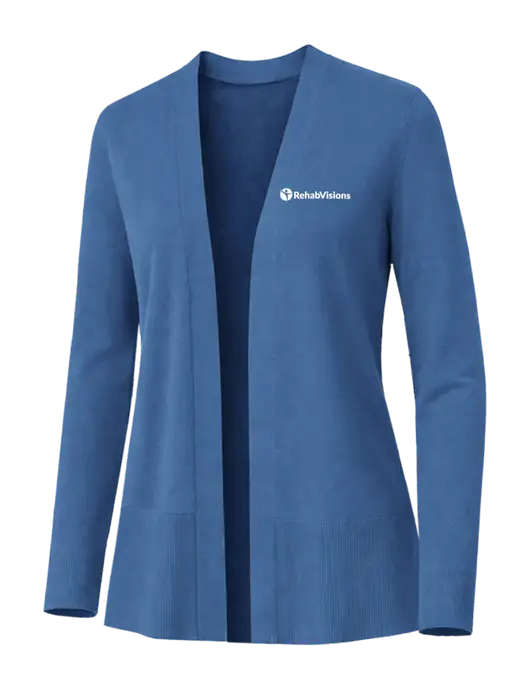Brooks Brothers Womens Cotton Stretch Long Light Blue Cardigan Sweater w/RehabVisions POST Logo
