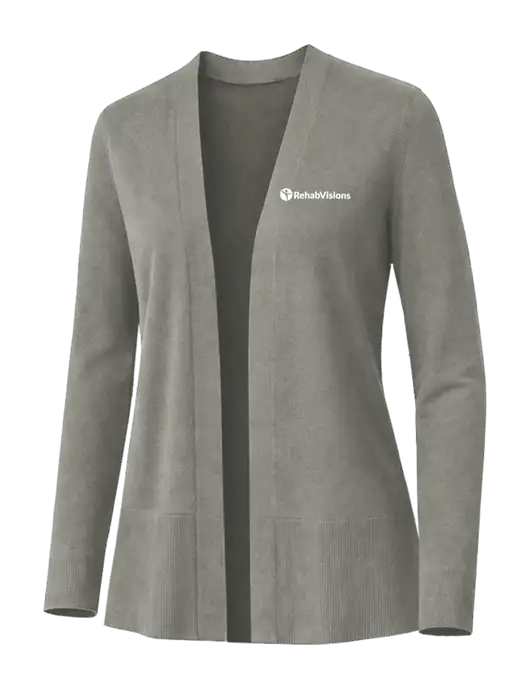 Brooks Brothers Womens Cotton Stretch Long Light Grey Cardigan Sweater w/RehabVisions POST Logo
