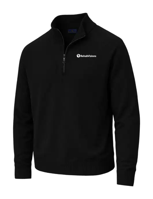 Brooks Brothers Cotton Stretch 1/4-Zip Black Sweater w/RehabVisions POST Logo
