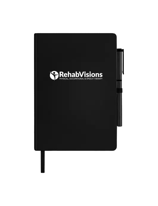 Soft Touch Black Journal and Gel Pen Combo w/RehabVisions POST Logo