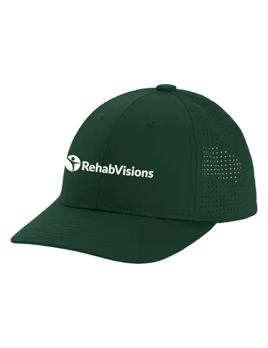 Pro-Cut Structured Snapback with Pinhole Mesh Dark Green Cap w/RehabVisions POST Logo