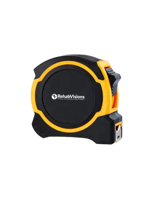 Yellow and Black Pro Tape Measure, 25'
 w/RehabVisions POST Logo