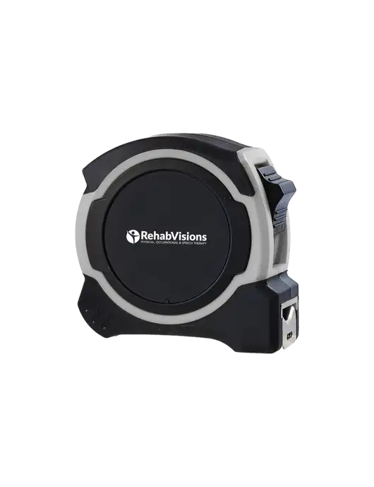 Light Grey and Black Pro Tape Measure, 25'
 w/RehabVisions POST Logo