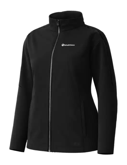 OGIO Womens Commuter Full-Zip Soft Shell Black Jacket w/RehabVisions POST Logo