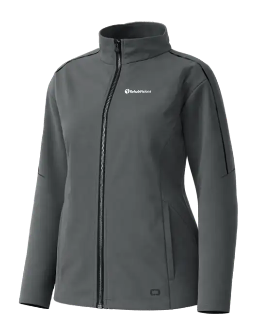 OGIO Womens Commuter Full-Zip Soft Shell Dark Grey Jacket w/RehabVisions POST Logo