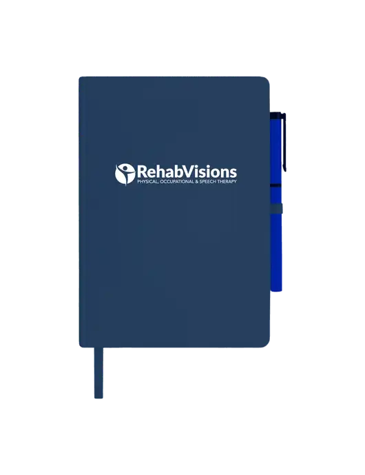 Soft Touch Dark Navy Journal and Gel Pen Combo w/RehabVisions POST Logo