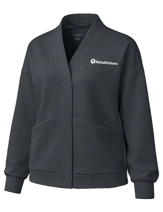 OGIO Womens Transcend Dark Grey Cardigan w/RehabVisions POST Logo