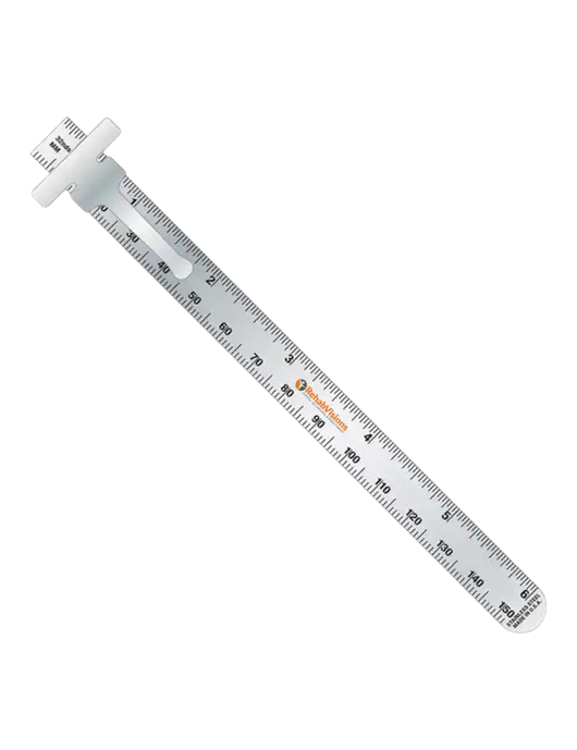 Slim Pocket Ruler 6” Stainless Steel Measuring 32nds & Metric w/RehabVisions POST Logo