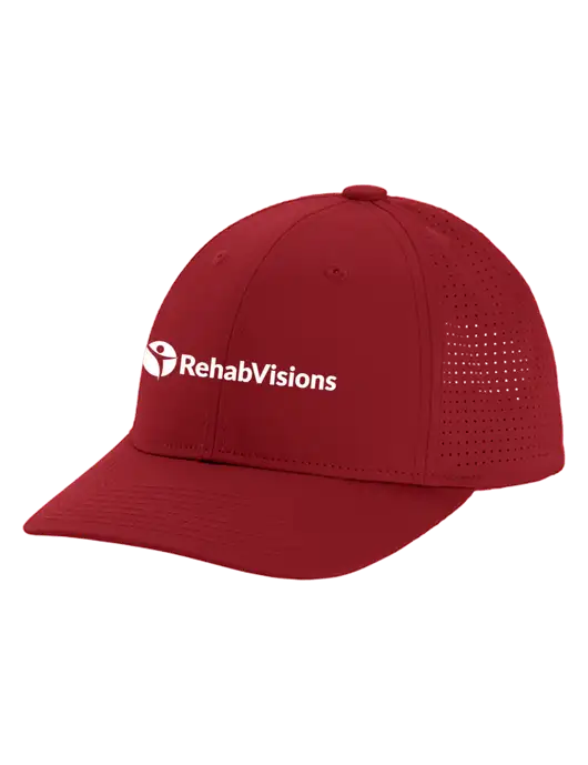 Pro-Cut Structured Snapback with Pinhole Mesh Cardinal Cap w/RehabVisions POST Logo