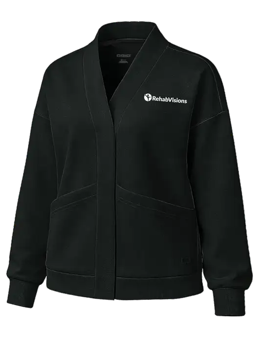OGIO Womens Transcend Black Cardigan w/RehabVisions POST Logo