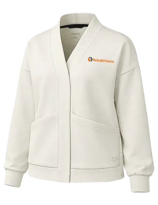 OGIO Womens Transcend Ivory Cardigan w/RehabVisions POST Logo