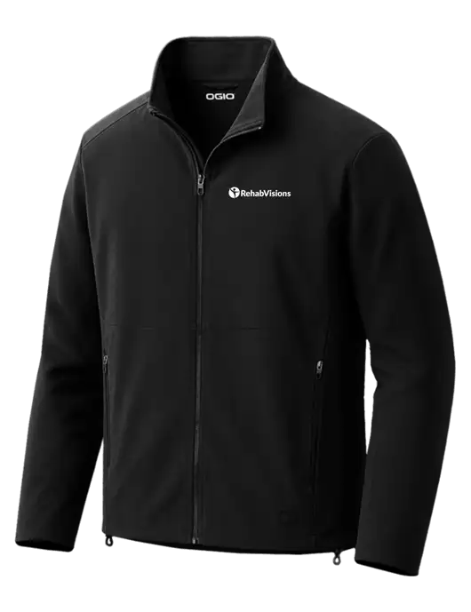 OGIO Kinetic Soft Shell Black Jacket w/RehabVisions POST Logo