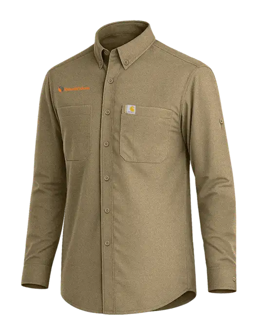 Carhartt Force Sun Defender Dark Tan Long Sleeve Shirt w/RehabVisions POST Logo