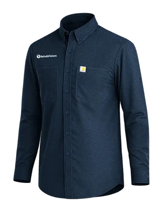Carhartt Force Sun Defender Dark Navy Long Sleeve Shirt w/RehabVisions POST Logo