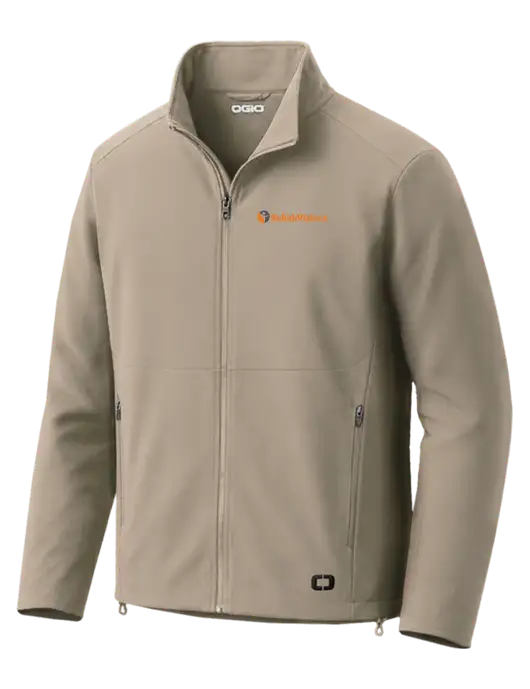 OGIO Kinetic Soft Shell Tan Jacket w/RehabVisions POST Logo