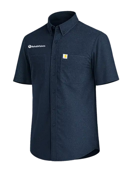 Carhartt Force Sun Defender Dark Navy Short Sleeve Shirt  w/RehabVisions POST Logo