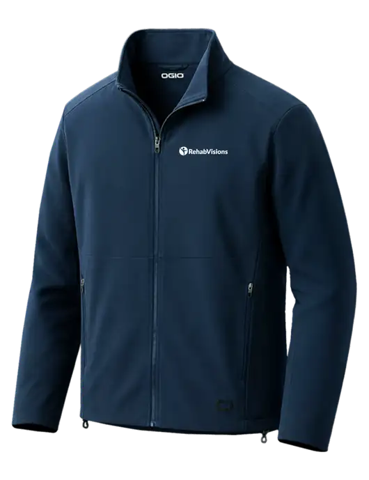 OGIO Kinetic Soft Shell Dark Navy Jacket w/RehabVisions POST Logo