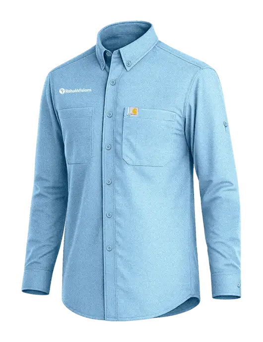 Carhartt Force Sun Defender Light Blue Long Sleeve Shirt w/RehabVisions POST Logo