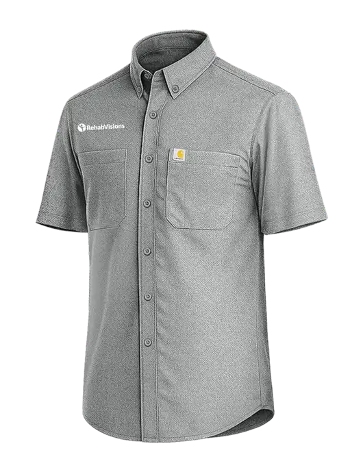 Carhartt Force Sun Defender Medium Grey Short Sleeve Shirt  w/RehabVisions POST Logo