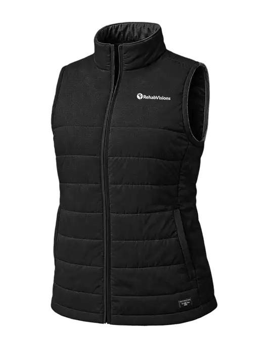 TravisMathew Womens Cold Bay Black Vest w/RehabVisions POST Logo