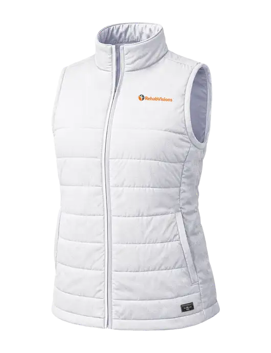 TravisMathew Womens Cold Bay Very Light Gray Vest w/RehabVisions POST Logo