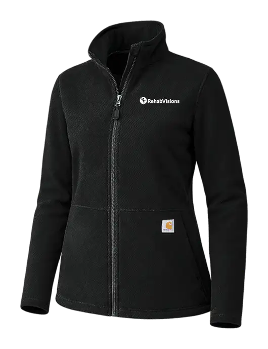 Carhartt Womens Black Textured Full-Zip Fleece Jacket w/RehabVisions POST Logo