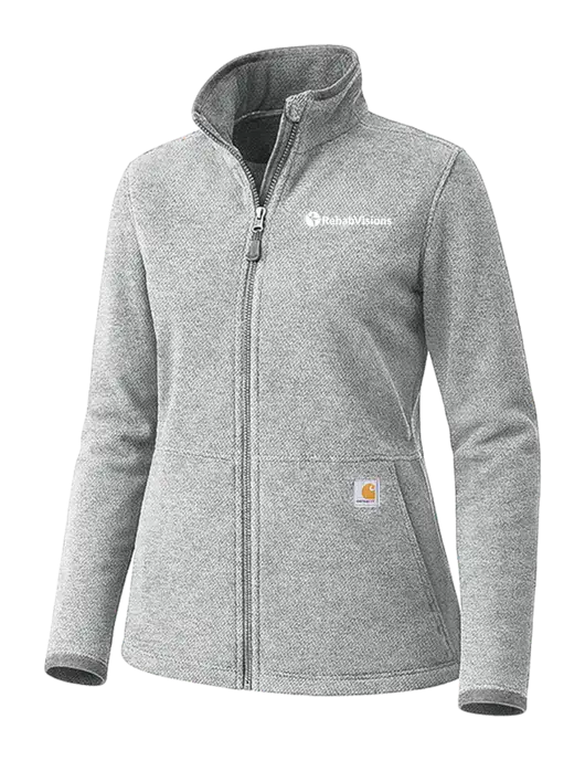 Carhartt Womens Medium Grey Heather Textured Full-Zip Fleece Jacket w/RehabVisions POST Logo