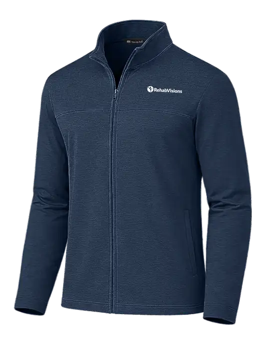 TravisMathew Light Navy Newport Full-Zip Fleece Jacket w/RehabVisions POST Logo